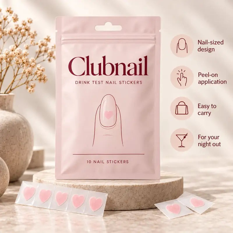 Clubnail blush pink pouch and heart-shaped nail stickers